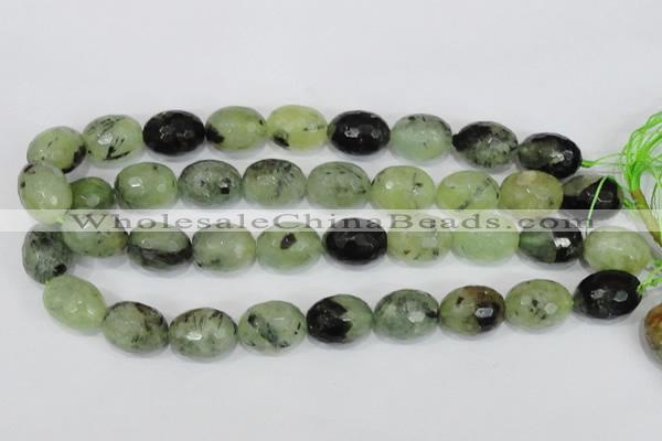 CRU216 15 inches 15*20mm faceted egg shape green rutilated quartz beads