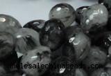 CRU25 15.5 inches 12*16mm faceted egg-shaped black rutilated quartz beads