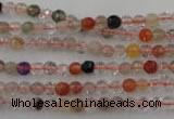 CRU400 15.5 inches 4mm faceted round Multicolor rutilated quartz beads