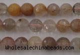 CRU403 15.5 inches 10mm faceted round Multicolor rutilated quartz beads