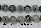 CRU52 15.5 inches 8mm round black rutilated quartz beads wholesale