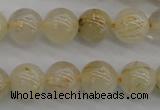 CRU582 15.5 inches 8mm round golden rutilated quartz beads