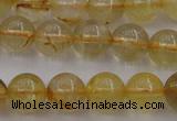 CRU602 15.5 inches 8mm round golden rutilated quartz beads