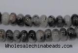 CRU63 15.5 inches 5*8mm rondelle black rutilated quartz beads