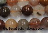 CRU655 15.5 inches 12mm round Multicolor rutilated quartz beads