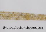 CRU666 15.5 inches 4mm faceted round golden rutilated quartz beads