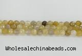 CRU668 15.5 inches 8mm faceted round golden rutilated quartz beads