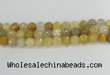 CRU669 15.5 inches 10mm faceted round golden rutilated quartz beads