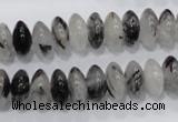 CRU67 15.5 inches 6*12mm rondelle black rutilated quartz beads