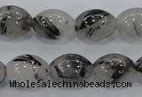 CRU72 15.5 inches 12*16mm rice black rutilated quartz beads wholesale