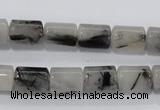 CRU74 15.5 inches 8*12mm column black rutilated quartz beads