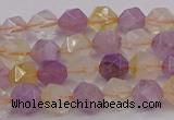 CRU771 15.5 inches 6mm faceted nuggets lavender amethyst & citrine beads