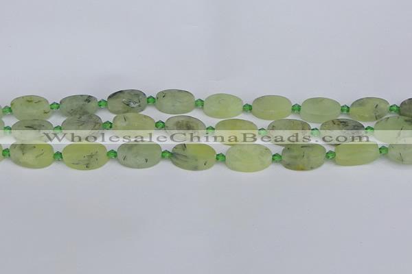 CRU782 15.5 inches 11*18mm oval green rutilated quartz beads