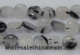 CRU79 15.5 inches 10mm flat round black rutilated quartz beads