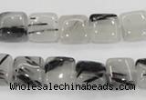 CRU84 15.5 inches 10*10mm square black rutilated quartz beads