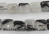 CRU85 15.5 inches 12*12mm square black rutilated quartz beads