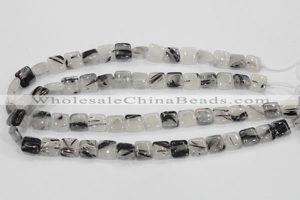 CRU85 15.5 inches 12*12mm square black rutilated quartz beads