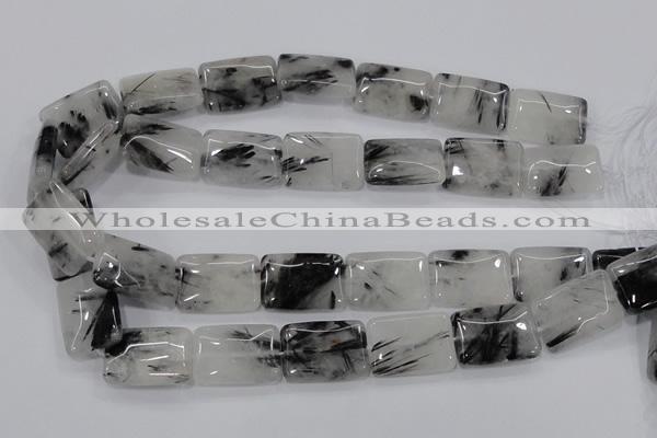 CRU86 15.5 inches 18*25mm rectangle black rutilated quartz beads