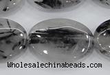 CRU89 15.5 inches 22*30mm oval black rutilated quartz beads wholesale