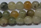 CRU902 15.5 inches 8mm round green rutilated quartz beads wholesale