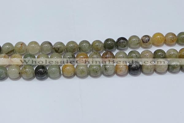 CRU904 15.5 inches 12mm round green rutilated quartz beads wholesale