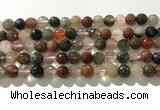 CRU912 15.5 inches 8mm faceted round mixed rutilated quartz beads