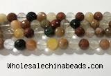 CRU914 15.5 inches 11mm faceted round mixed rutilated quartz beads