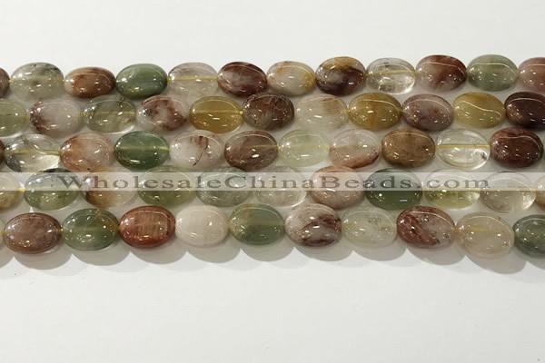 CRU920 15.5 inches 9*12mm oval mixed rutilated quartz beads wholesale