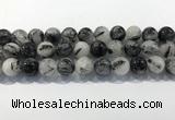 CRU933 15.5 inches 16mm round black rutilated quartz beads wholesale