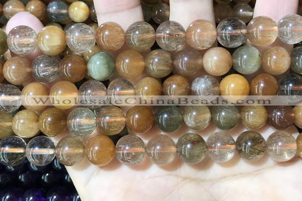 CRU949 15.5 inches 10mm round mixed rutilated quartz beads