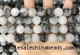 CRU964 15.5 inches 12mm round black rutilated quartz beads