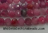 CRZ1120 15.5 inches 4mm faceted round natural ruby gemstone beads