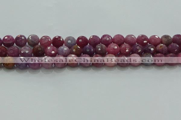 CRZ1125 15.5 inches 9mm faceted round natural ruby gemstone beads