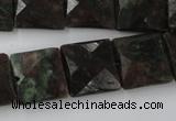 CRZ235 15.5 inches 15*15mm faceted square ruby zoisite gemstone beads