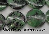 CRZ57 15.5 inches 22mm flat round ruby zoisite gemstone beads