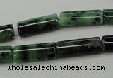 CRZ71 15.5 inches 8*20mm flat tube ruby zoisite gemstone beads