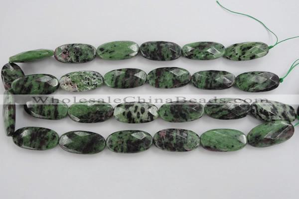 CRZ711 15 inches 15*30mm faceted oval ruby zoisite gemstone beads