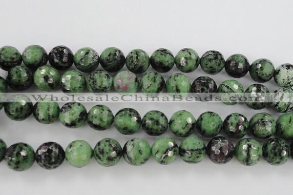 CRZ734 15.5 inches 14mm faceted round ruby zoisite gemstone beads