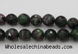 CRZ740 15.5 inches 9mm faceted round ruby zoisite gemstone beads