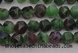 CRZ761 15.5 inches 6mm faceted nuggets ruby zoisite gemstone beads