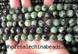 CRZ782 15.5 inches 8mm faceted round ruby zoisite beads wholesale