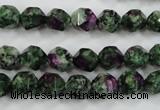 CRZ902 15.5 inches 8mm faceted nuggets Chinese ruby zoisite beads