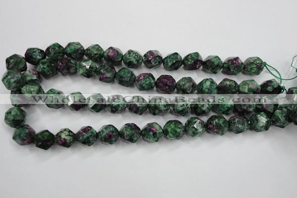 CRZ905 15.5 inches 14mm faceted nuggets Chinese ruby zoisite beads