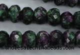 CRZ913 15.5 inches 10*14mm faceted rondelle Chinese ruby zoisite beads