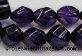 CSA11 15.5 inches 12*15mm twisted rice synthetic amethyst beads