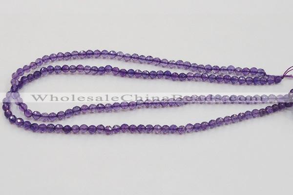 CSA12 15.5 inches 4mm faceted round synthetic amethyst beads