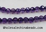 CSA14 15.5 inches 6mm faceted round synthetic amethyst beads