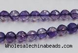 CSA15 15.5 inches 7mm faceted round synthetic amethyst beads