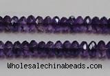 CSA19 15.5 inches 5*8mm faceted rondelle synthetic amethyst beads