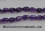 CSA24 15.5 inches 6*8mm faceted teardrop synthetic amethyst beads